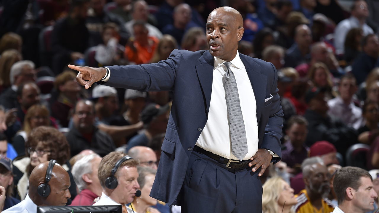 CLEVELAND, OH - NOVEMBER 1: Interim head coach Larry Drew of the Cleveland Cavaliers looks on during the game against the Denver Nuggets on November 1, 2018 at the Quicken Loans Arena in Cleveland, Ohio. NOTE TO USER: User expressly acknowledges and agrees that, by downloading and/or using this Photograph, user is consenting to the terms and conditions of the Getty Images License Agreement. Mandatory Copyright Notice: Copyright 2018 NBAE