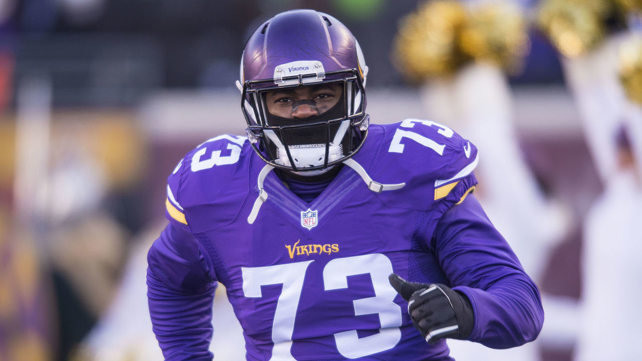 MINNEAPOLIS, MN - JANUARY 10: Sharrif Floyd #73 of the Minnesota Vikings runs onto the field during an NFL game against the Seattle Seahawks at TCF Bank Stadium January 10, 2016 in Minneapolis, Minnesota.