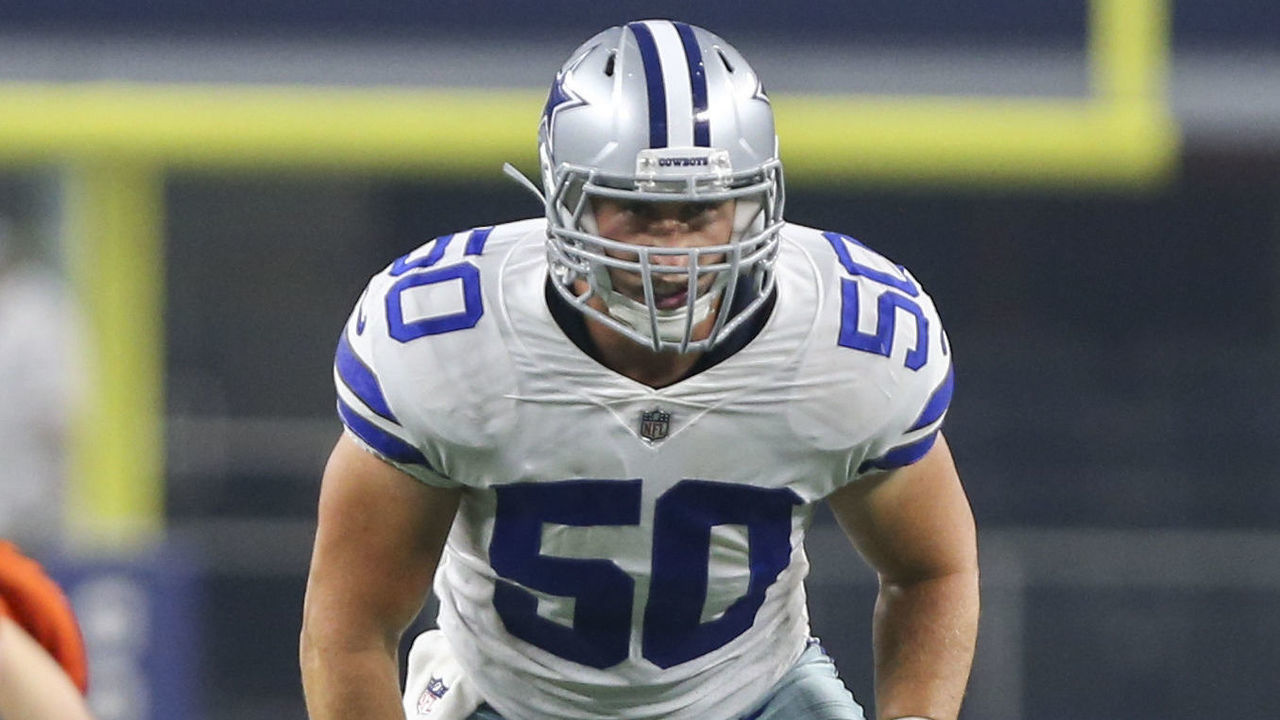 ARLINGTON, TX - AUGUST 18: Dallas Cowboys linebacker Sean Lee (50) waits for the snap during the game between the Dallas Cowboys and the Cincinnati Bengals on August 18, 2018 at AT&T Stadium in Arlington, Texas.Cincinnati defeats Dallas 21-13.