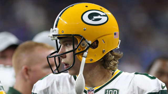 Green Bay Packers punter JK Scott (6) looks on from the sidelines during the second half of an NFL football game against the Detroit LIons in Detroit, Michigan USA, on Sunday, October 7, 2018.