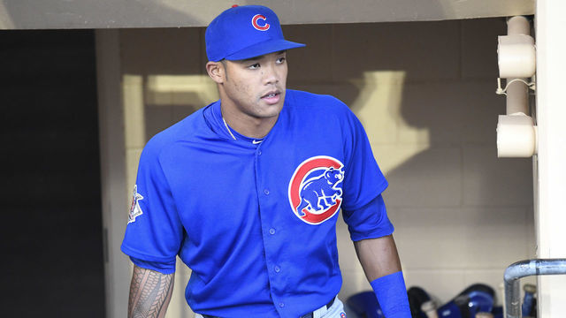SAN DIEGO, CA - JULY 14: Addison Russell #27 of the Chicago Cubs plays during a baseball game against the Chicago Cubs at PETCO Park on July 14, 2018 in San Diego, California.