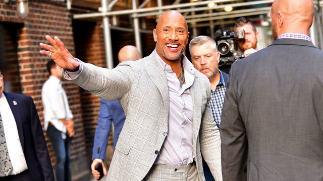 NEW YORK, NY - JULY 11: Dwayne Johnson leaves 'The Late Show With Stephen Colbert' at the Ed Sullivan Theater on July 11, 2018 in New York City.