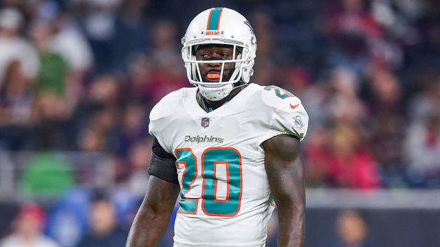HOUSTON, TX - OCTOBER 25: Miami Dolphins free safety Reshad Jones (20) gets ready for a play during the football game between the Miami Dolphins and Houston Texans on October 25, 2018 at NRG Stadium in Houston, Texas. The Texans defeated Miami 42-23.