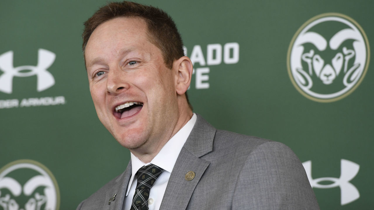FT. COLLINS, CO - MARCH 23: New Colorado State University men's basketball coach Niko Medved during his introductory press conference at Moby Arena March 23, 2018.