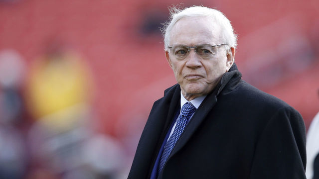 LANDOVER, MD - OCTOBER 21: Dallas Cowboys owner Jerry Jones looks on before the game against the Washington Redskins at FedExField on October 21, 2018 in Landover, Maryland. The Redskins won 20-17.