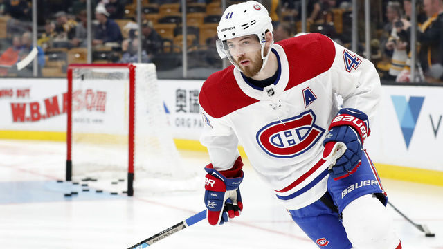 BOSTON, MA - OCTOBER 27: Montreal Canadiens winger Paul Byron (41) warms up before a game between the Boston Bruins and the Montreal Canadians on October 27, 2018, at TD Garden in Boston, Massachusetts.