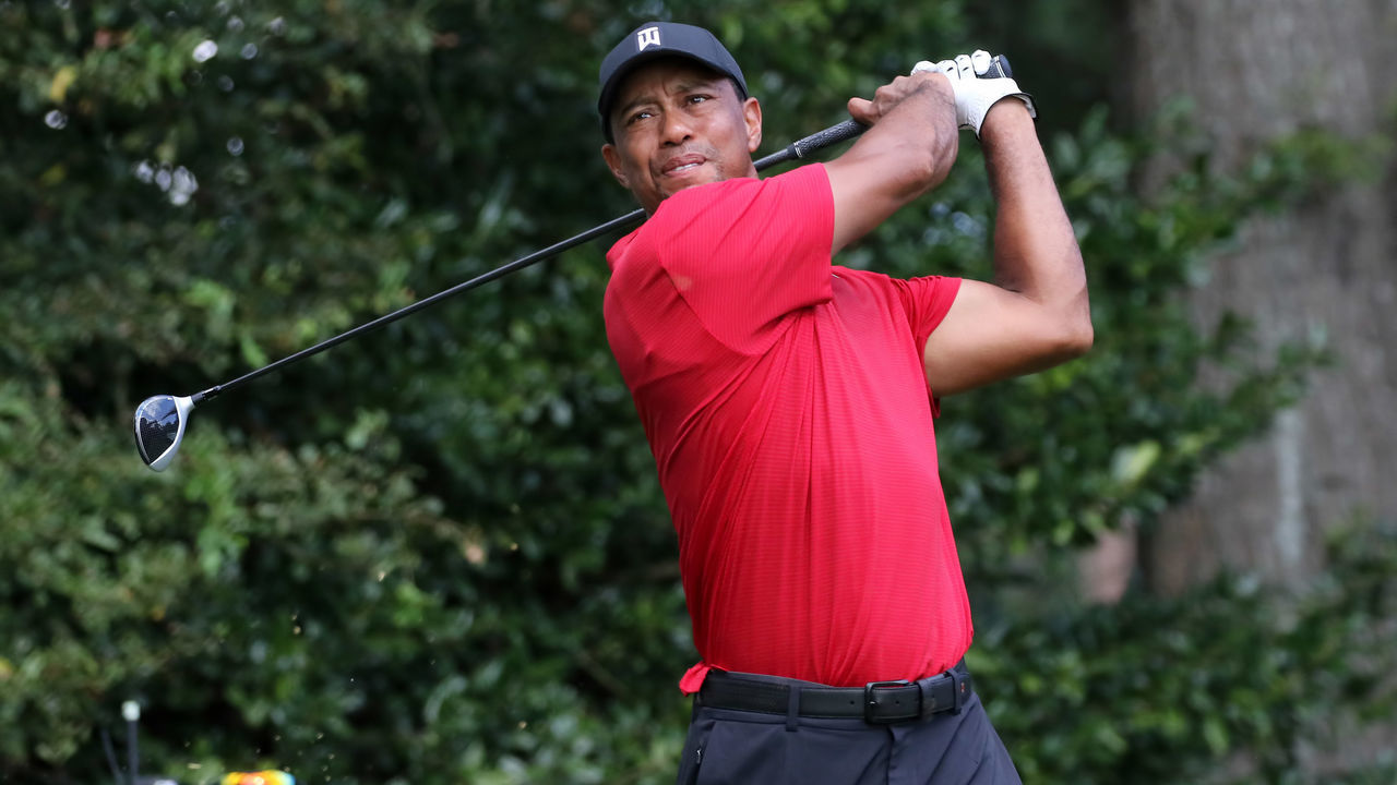ATLANTA, GA - SEPTEMBER 23: Tiger Woods tees off on the 12th hole the final round of the Tour Championship on September 23, 2018, at East Lake Golf Club in Atlanta, GA.