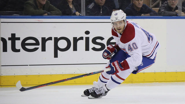 NEW YORK, NEW YORK - NOVEMBER 06: Joel Armia #40 of the Montreal Canadiens skates against the New York Rangers at Madison Square Garden on November 06, 2018 in New York City. The Rangers defeated the Canadiens 5-3.