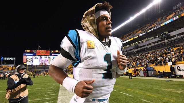 PITTSBURGH, PA - NOVEMBER 08: Cam Newton #1 of the Carolina Panthers runs off the field after being defeated by the Pittsburgh Steelers 52-21 at Heinz Field on November 8, 2018 in Pittsburgh, Pennsylvania.