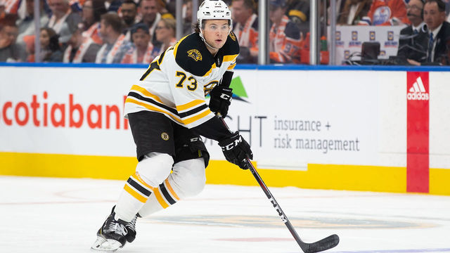 EDMONTON, AB - OCTOBER 18: Charlie McAvoy #73 of the Boston Bruins skates against the Edmonton Oilers at Rogers Place on October 18, 2018 in Edmonton, Canada.