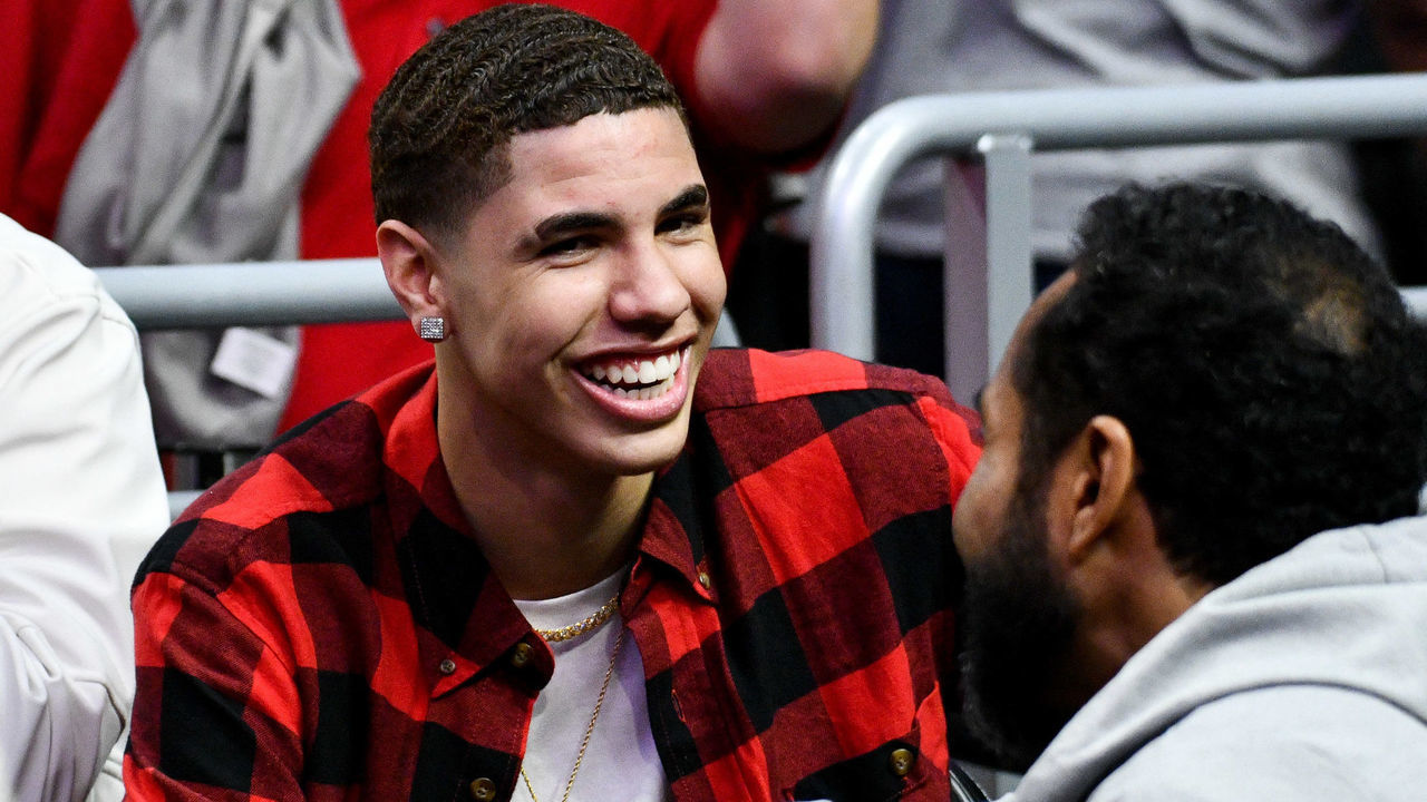 LOS ANGELES, CALIFORNIA - NOVEMBER 07: LaMelo Ball attends a basketball game between the Los Angeles Lakers and and the Minnesota Timberwolves at Staples Center on November 07, 2018 in Los Angeles, California.