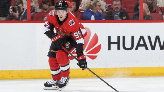 OTTAWA, ON - NOVEMBER 4: Matt Duchene #95 of the Ottawa Senators skates against the Tampa Bay Lightning at Canadian Tire Centre on November 4, 2018 in Ottawa, Ontario, Canada.
