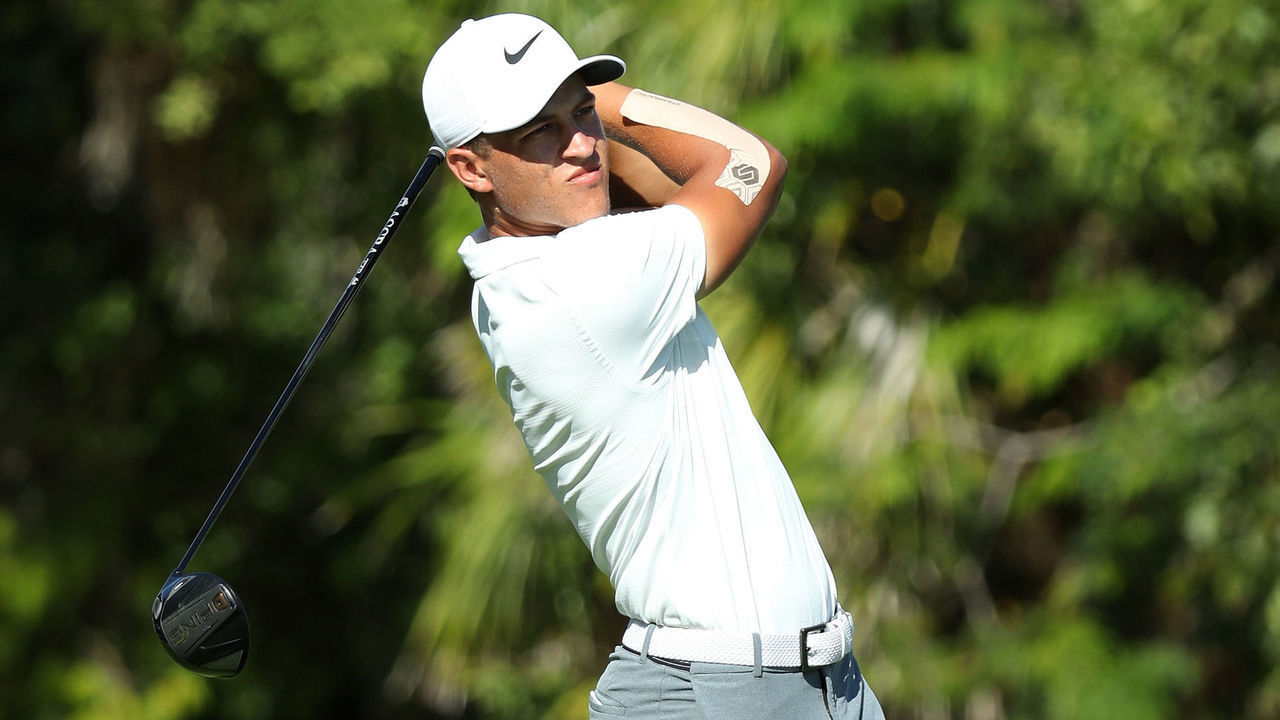 PLAYA DEL CARMEN, MEXICO - NOVEMBER 09: Cameron Champ of the United States plays his shot from the second tee during the second round of the Mayakoba Golf Classic at El Camaleon Mayakoba Golf Course on November 09, 2018 in Playa del Carmen, Mexico.