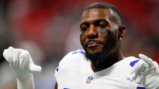 ATLANTA, GA - NOVEMBER 12: Dez Bryant #88 of the Dallas Cowboys prior to the game against the Atlanta Falcons at Mercedes-Benz Stadium on November 12, 2017 in Atlanta, Georgia.