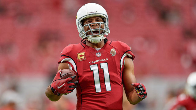GLENDALE, AZ - OCTOBER 28: Arizona Cardinals wide receiver Larry Fitzgerald (11) warms up prior to game action during an NFL game between the Arizona Cardinals and the San Francisco 49ers on October 28, 2018 at State Farm Stadium in Glendale, Arizona.