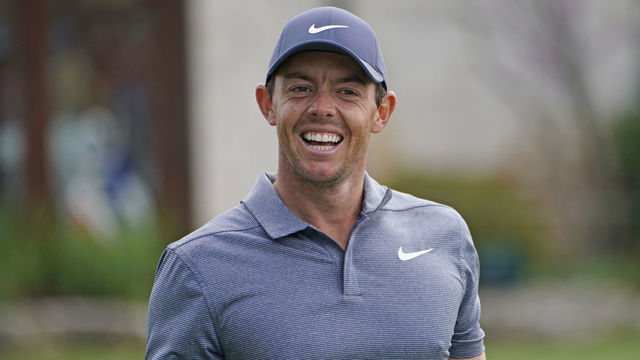 AUSTIN, TX - MARCH 22: Rory McIlroy of Northern Ireland laughs on the range during round two of the World Golf Championships - Dell Technologies Match Play at Austin Country Club on March 22, 2018 in Austin, Texas.