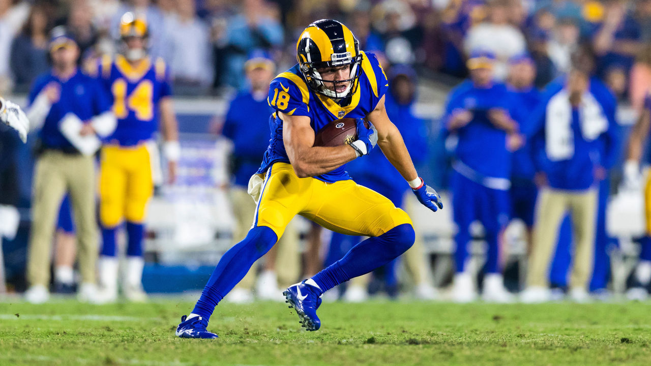 LOS ANGELES, CA - SEPTEMBER 27: Los Angeles Rams wide receiver Cooper Kupp (18) during an NFL regular season football game against the Minnesota Vikings on September 27, 2018, at the Los Angeles Memorial Coliseum in Los Angeles, CA.