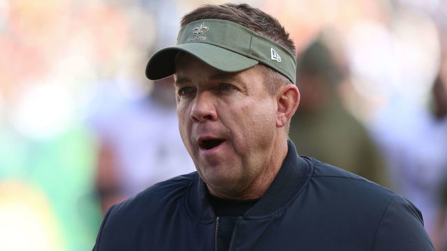CINCINNATI, OH - NOVEMBER 11: New Orleans Saints head coach Sean Payton runs off of the field after the game against the New Orleans Saints and the Cincinnati Bengals on November 11th 2018, at Paul Brown Stadium in Cincinnati, OH.