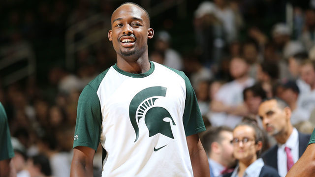 EAST LANSING, MI - NOVEMBER 11: Joshua Langford during warm ups before the game against the Florida Gulf Coast Eagles at Breslin Center on November 11, 2018 in East Lansing, Michigan.