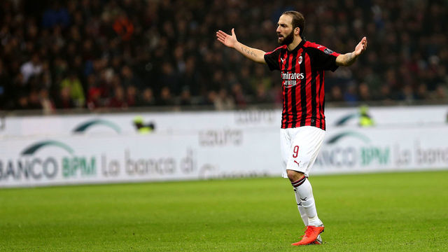 STADIO GIUSEPPE MEAZZA, MILANO, ITALY - 2018/11/11: Gonzalo Higuain of Ac Milan disappointed during the Serie A football match between AC Milan and Juventus Fc . Juventus Fc wins 2-0 over Ac Milan.