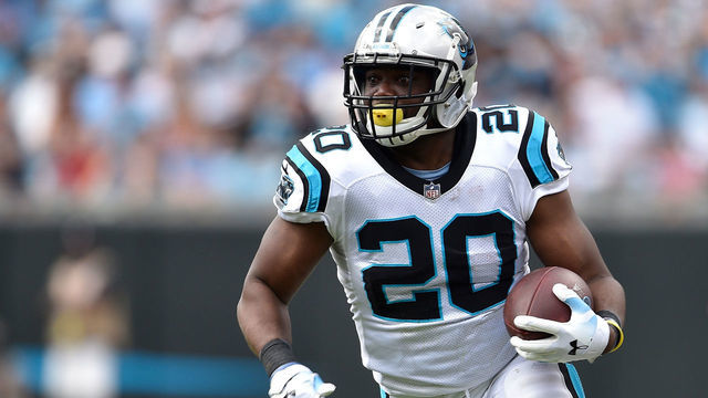 CHARLOTTE, NC - SEPTEMBER 23: C.J. Anderson #20 of the Carolina Panthers against the Cincinnati Bengals during their game at Bank of America Stadium on September 23, 2018 in Charlotte, North Carolina. The Panthers won 31-21.