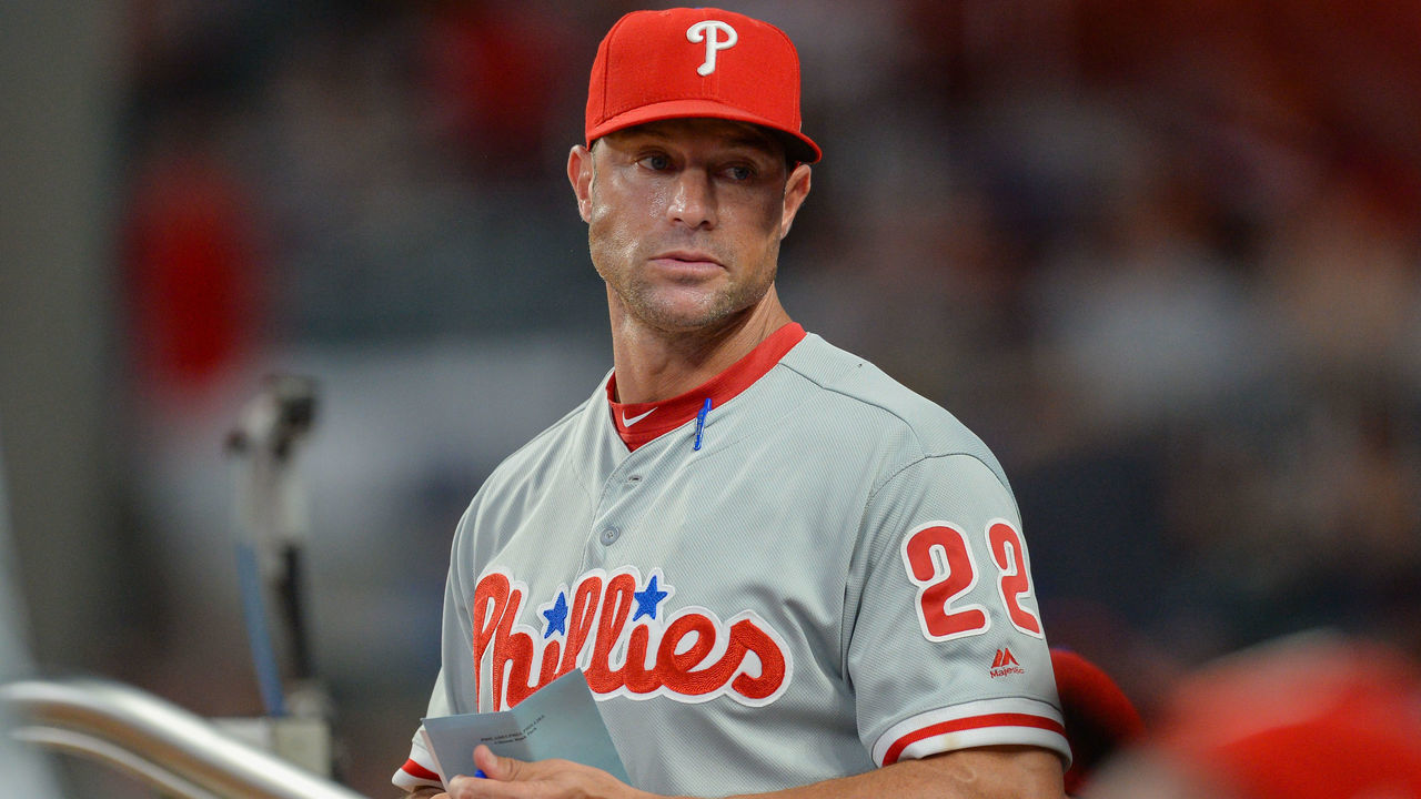 ATLANTA, GA SEPTEMBER 21: Philadelphia manager Gabe Kapler (22) watches the action from the dugout during the game between Atlanta and Philadelphia on September 21st, 2018 at SunTrust Park in Atlanta, GA. The Atlanta Braves came from behind to defeat the Philadelphia Phillies by a score of 6 to 5.