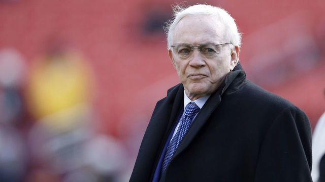 LANDOVER, MD - OCTOBER 21: Dallas Cowboys owner Jerry Jones looks on before the game against the Washington Redskins at FedExField on October 21, 2018 in Landover, Maryland. The Redskins won 20-17.