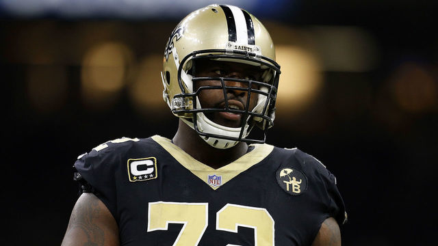NEW ORLEANS, LA - SEPTEMBER 09: Terron Armstead #72 of the New Orleans Saints reacts during a game against the Tampa Bay Buccaneers at the Mercedes-Benz Superdome on September 9, 2018 in New Orleans, Louisiana.