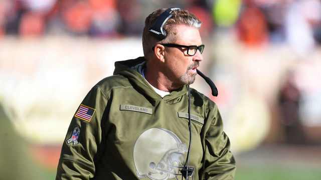 CLEVELAND, OH - NOVEMBER 11: Head coach Gregg Williams of the Cleveland Browns reacts to a play in the first half against the Atlanta Falcons at FirstEnergy Stadium on November 11, 2018 in Cleveland, Ohio.