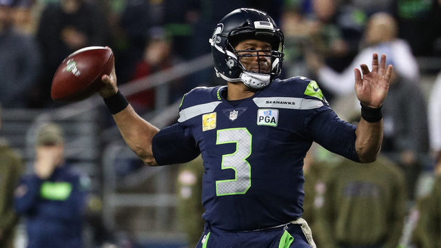 SEATTLE, WA - NOVEMBER 15: Russell Wilson #3 of the Seattle Seahawks throws the ball in the first quarter against the Green Bay Packers at CenturyLink Field on November 15, 2018 in Seattle, Washington.