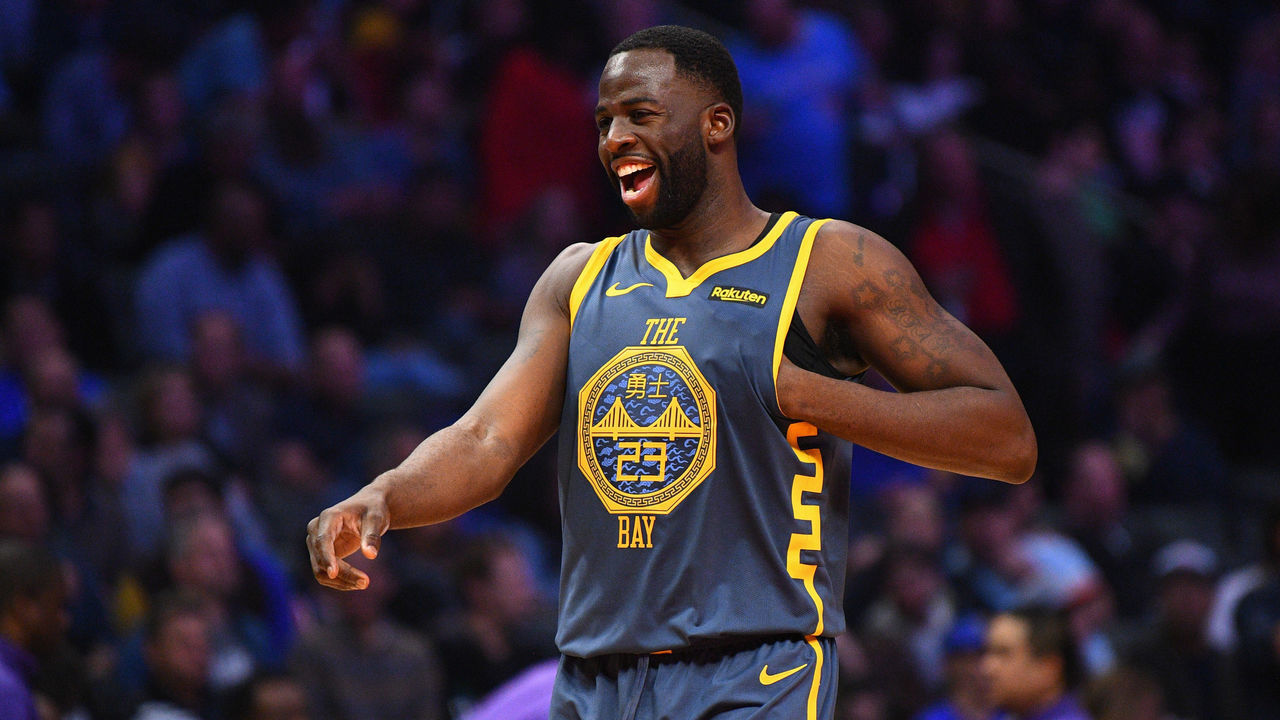 LOS ANGELES, CA - NOVEMBER 12: Golden State Warriors Forward Draymond Green (23) smiles during a NBA game between the Golden State Warriors and the Los Angeles Clippers on November 12, 2018 at STAPLES Center in Los Angeles, CA.