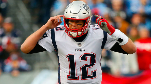 NASHVILLE, TN - NOVEMBER 11: Quarterback Tom Brady #12 of the New England Patriots signals to teammates during a game against the Tennessee Titans at Nissan Stadium on November 11, 2018 in Nashville, Tennessee.