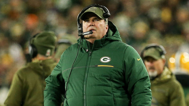 GREEN BAY, WISCONSIN - NOVEMBER 11: Head coach Mike McCarthy of the Green Bay Packers looks on from the sideline in the fourth quarter against the Miami Dolphins at Lambeau Field on November 11, 2018 in Green Bay, Wisconsin.