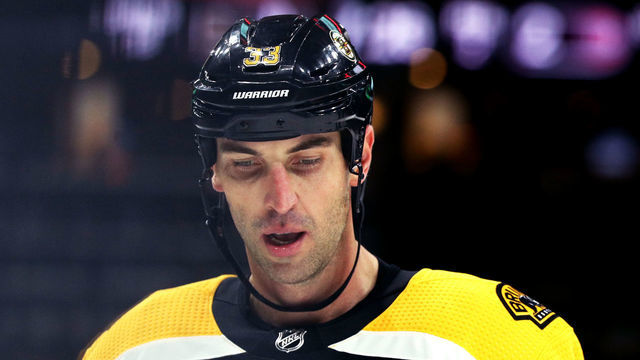 BOSTON, MA - OCTOBER 27: Zdeno Chara #33 of the Boston Bruins looks on during the second period against the Montreal Canadiens at TD Garden on October 27, 2018 in Boston, Massachusetts.