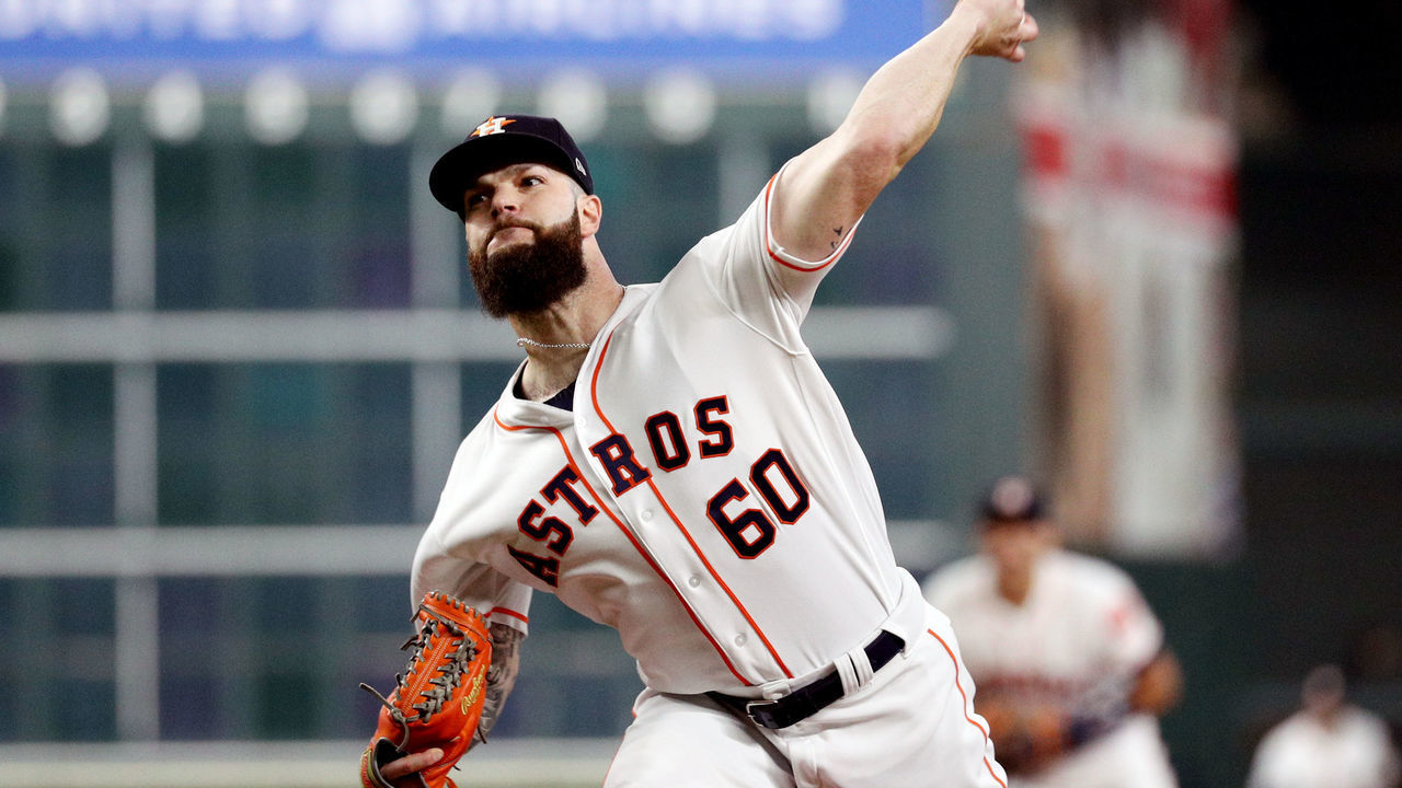 HOUSTON, TX - OCTOBER 16: Dallas Keuchel #60 of the Houston Astros pitches in the first inning during Game 3 of the ALCS against the Boston Red Sox at Minute Maid Park on Tuesday, October 16, 2018 in Houston, Texas.