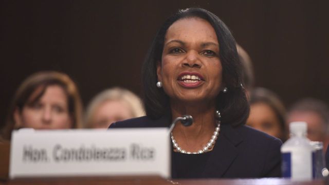 Condoleezza Rice, former US Secretary of State, speaks before the Senate Judiciary Committee during the confirmation hearing for Judge Brett Kavanaugh to be Associate Justice, September 4, 2018 on Capitol Hill in Washington, DC.