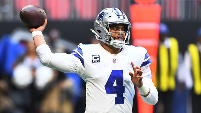 ATLANTA, GA - NOVEMBER 18: Dak Prescott #4 of the Dallas Cowboys throws a first quarter pass against the Atlanta Falcons at Mercedes-Benz Stadium on November 18, 2018 in Atlanta, Georgia.