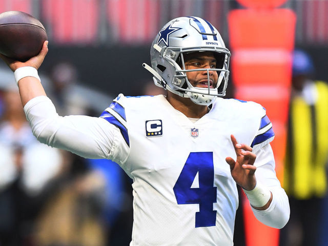 ATLANTA, GA - NOVEMBER 18: Dak Prescott #4 of the Dallas Cowboys throws a first quarter pass against the Atlanta Falcons at Mercedes-Benz Stadium on November 18, 2018 in Atlanta, Georgia.