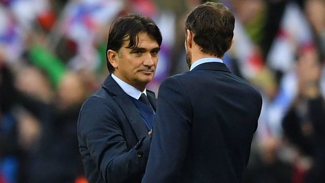 Croatia's manager Zlatko Dalic (L) and England's manager Gareth Southgate shake hands on the pitch after the international UEFA Nations League football match between England and Croatia at Wembley Stadium in London on November 18, 2018. - England beat Croatia 2-1 to qualify for the Nations League semi-finals.