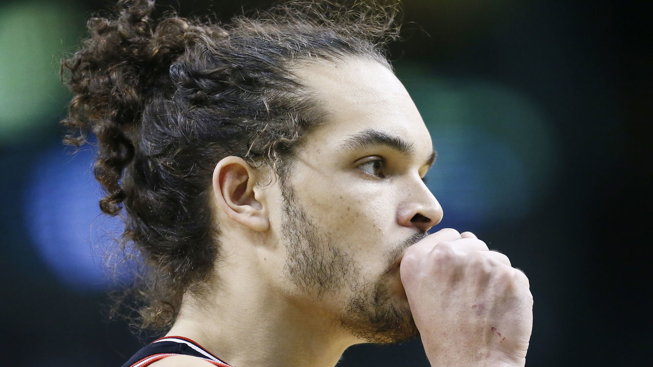 BOSTON, MA - JANUARY 18: Chicago Bulls center Joakim Noah (13) rests during the Chicago Bulls 100-99 overtime victory over the Boston Celtics at TD Garden on January 18, 2013 in Boston, Massachusetts.