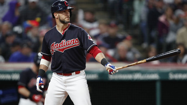 CLEVELAND, OH - SEPTEMBER 22: Yan Gomes #7 of the Cleveland Indians bats against the Boston Red Sox in the sixth inning at Progressive Field on September 22, 2018 in Cleveland, Ohio. The Indians defeated the Red Sox 5-4 in 11 innings.