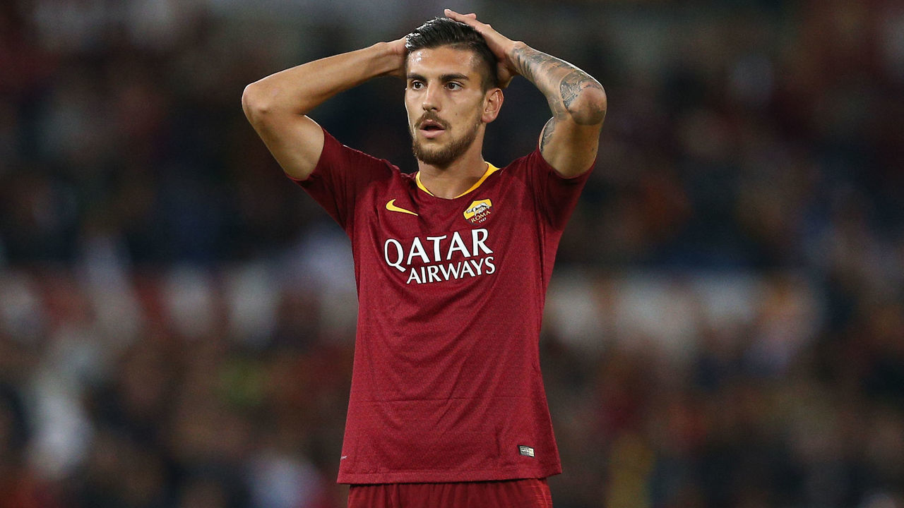 Lorenzo Pellegrini of AS Roma regret during the UEFA Champions League group G match between AS Roma and PFC CSKA Moscow at Stadio Olimpico on October 23, 2018 in Rome, Italy.