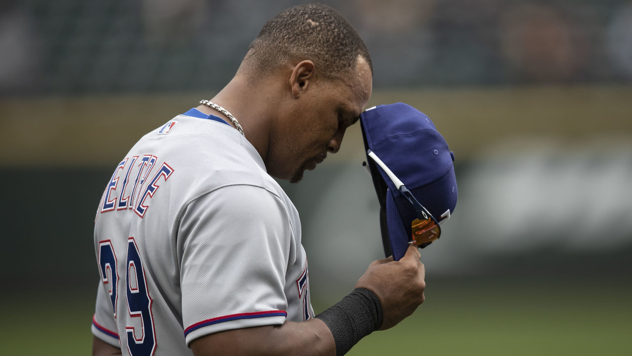 SEATTLE, WA - SEPTEMBER 30: Adrian Beltre #29 of the Texas Rangers stands on the field during the singing of the 'Star Spangled Banner' before a game against the Seattle Mariners at Safeco Field on September 30, 2018 in Seattle, Washington. The Mariners won the game 3-1.