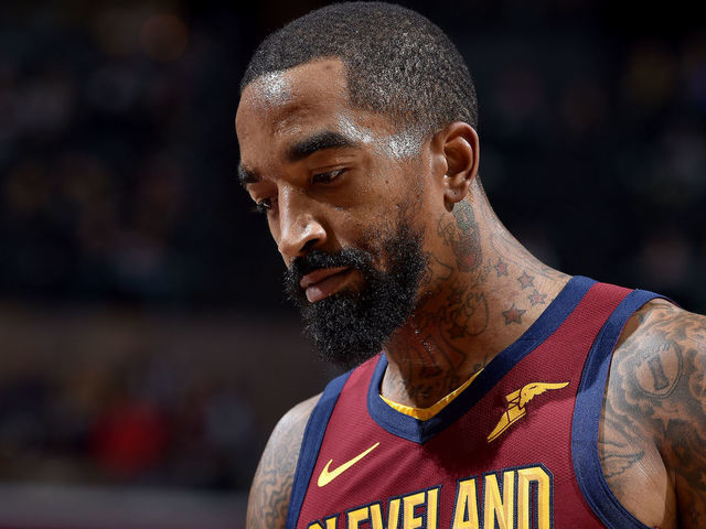 CLEVELAND, OH - OCTOBER 27: JR Smith #5 of the Cleveland Cavaliers looks on against the Indiana Pacers on October 27, 2018 at Quicken Loans Arena in Cleveland, Ohio. NOTE TO USER: User expressly acknowledges and agrees that, by downloading and/or using this Photograph, user is consenting to the terms and conditions of the Getty Images License Agreement. Mandatory Copyright Notice: Copyright 2018 NBAE