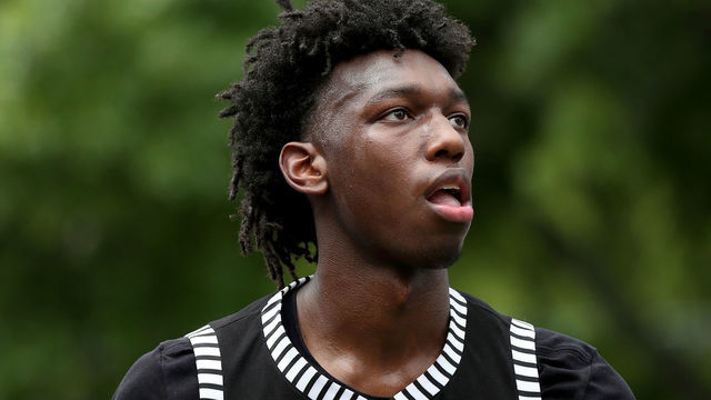 NEW YORK, NY - AUGUST 18: James Wiseman #23 of Team Ramsey warms up before the game against Team Stanley during the SLAM Summer Classic 2018 at Dyckman Park on August 18, 2018 in New York City.