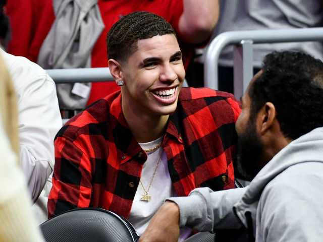LOS ANGELES, CALIFORNIA - NOVEMBER 07: LaMelo Ball attends a basketball game between the Los Angeles Lakers and and the Minnesota Timberwolves at Staples Center on November 07, 2018 in Los Angeles, California.