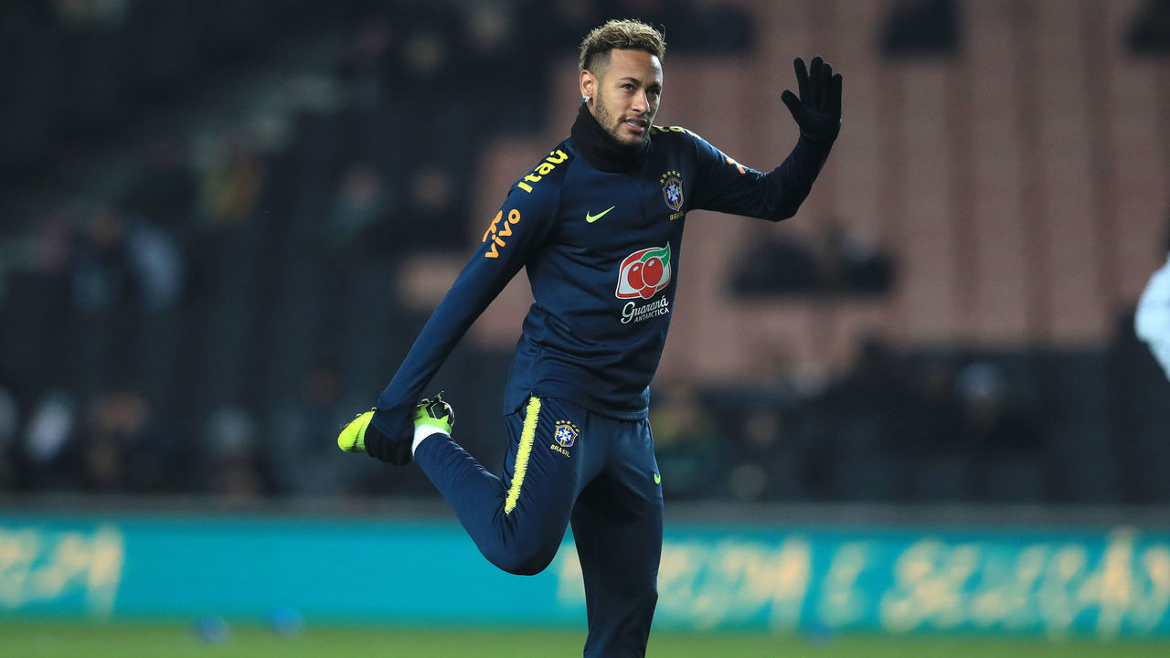 Brazil's Neymar before the international friendly match at Stadium MK, Milton Keynes.