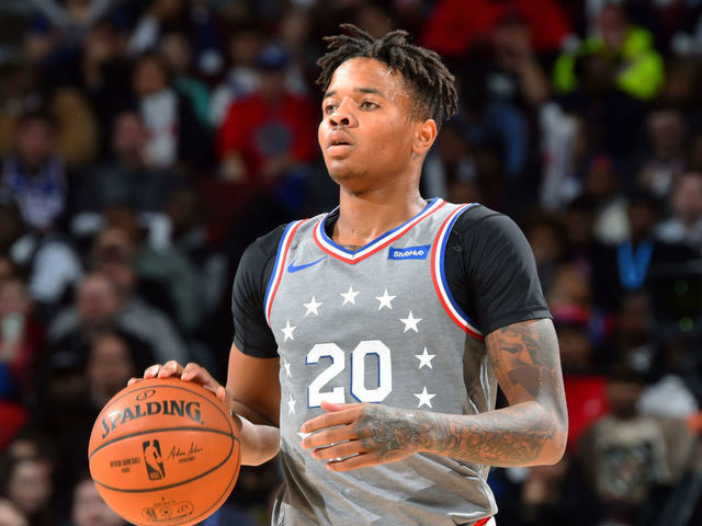 PHILADELPHIA, PA - NOVEMBER 16: Markelle Fultz #20 of the Philadelphia 76ers handles the ball against the Utah Jazz on November 16, 2018 at Wells Fargo Center in Philadelphia, Pennsylvania. NOTE TO USER: User expressly acknowledges and agrees that, by downloading and/or using this photograph, user is consenting to the terms and conditions of the Getty Images License Agreement. Mandatory Copyright Notice: Copyright 2018 NBAE