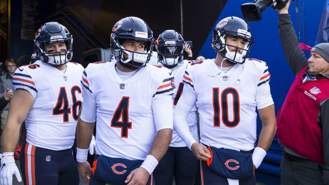 ORCHARD PARK, NY - NOVEMBER 04: Chicago Bears players prepare to head onto the field for warmups before the game against the Buffalo Bills at New Era Field on November 4, 2018 in Orchard Park, New York. Chicago defeats Buffalo 41-9.