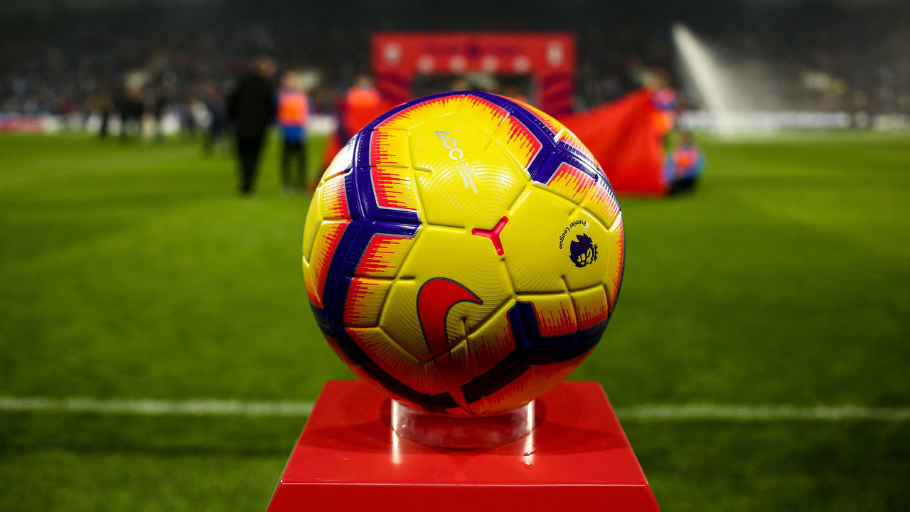 HUDDERSFIELD, ENGLAND - NOVEMBER 05: A detail view of the Official Premier League Nike Merlin winter match ball during the Premier League match between Huddersfield Town and Fulham FC at John Smith's Stadium on November 5, 2018 in Huddersfield, United Kingdom.